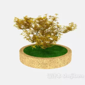 Outdoor Potted Green Plant 3d model