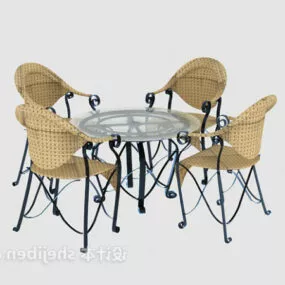 Outdoor Glass Coffee Tables And Chairs 3d model
