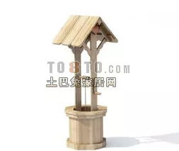 Park Well Building Wooden Material 3d model
