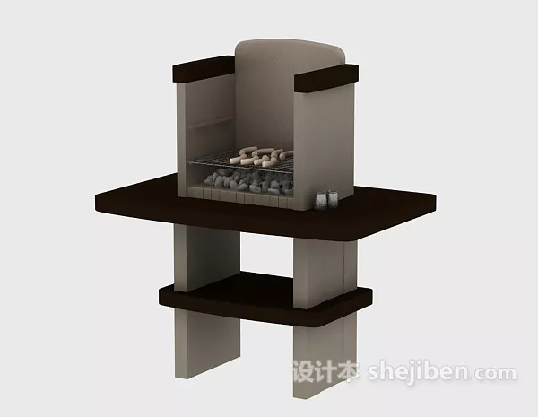 Wood Shelf With Steel Hanger 3d model