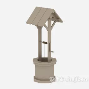 Outdoor Well Building Wood Material 3d model