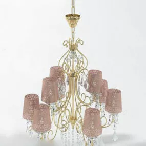Pink Shade Crystal Chandelier 3d model