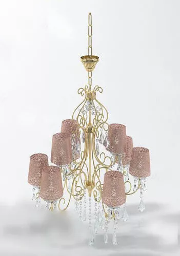 Pink Shade Crystal Chandelier 3d model Pink Shade Crystal Chandelier 3d model