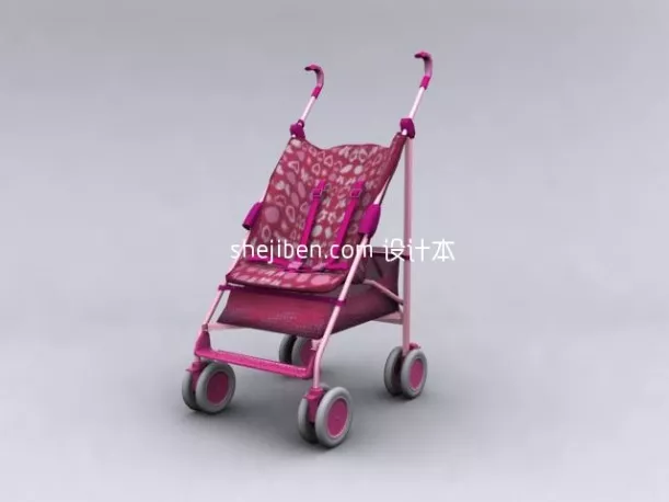 Pink Baby Trolley 3d model Pink Baby Trolley 3d model