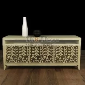 Carved Table Furniture With Vase Decoration 3d model