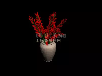Red Plan In Pot Vase 3d model Red Plan In Pot Vase 3d model