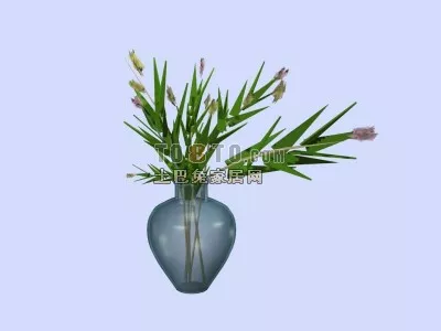 Fern Plants With Red Flower 3d model