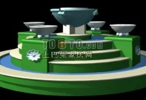 Water Fountain Stair Circle Steps 3d model