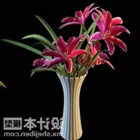 Pink Flower Potted Plant Tree 3d model