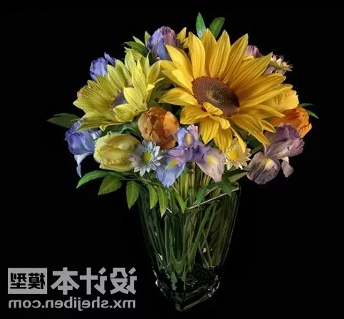 Vase Lily Flower Decoration 3d model