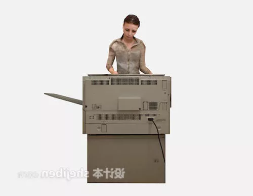 Printer With Woman 3d model Printer With Woman 3d model