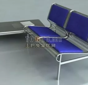 Public Waiting Chair Steel Frame 3d model