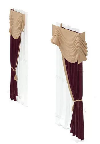 Two Pieces Curtain 3d model