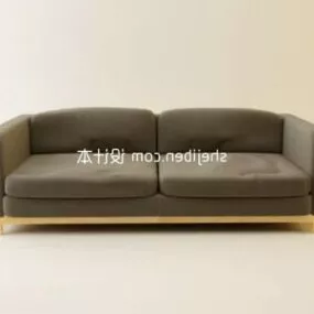 Double Sofa Grey Upholstery 3d model
