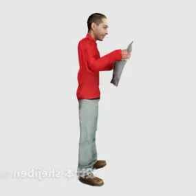 Reading Newspaper Man 3d model