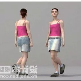Beauty Girl Sitting Walking 3d model