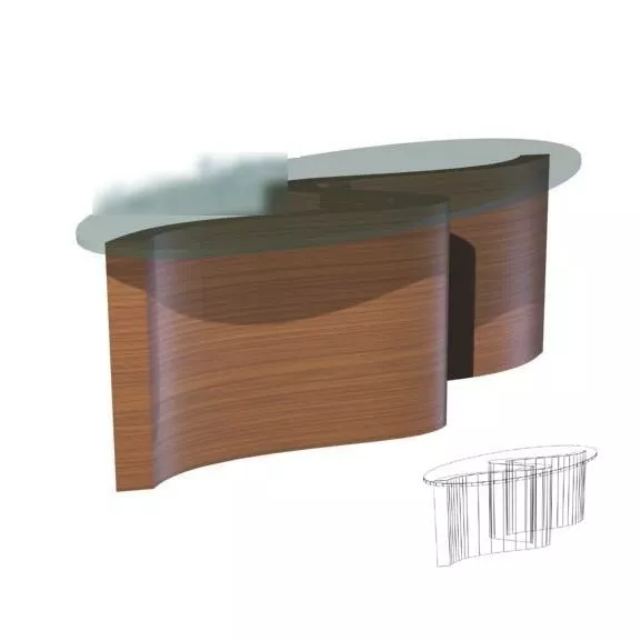 Reception Desk Curved Form 3d model