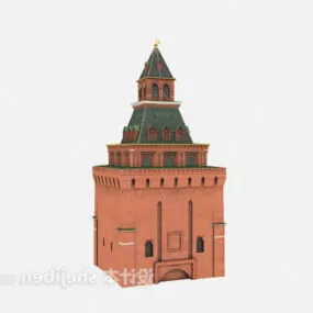 Red Ancient Building 3d model