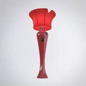 Red Flower Shaped Floor Lamp 3d model