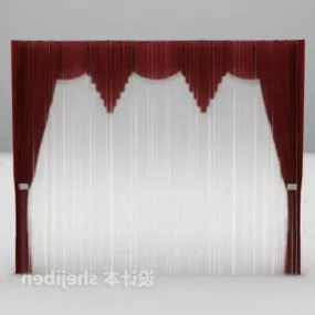 Red Velvet European Classic Curtain 3d model