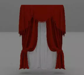 Red Velvet European Curtain 3d model