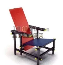 Red And Blue Chair Wood Material 3d model