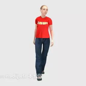 Red Dressed Woman Character 3d model