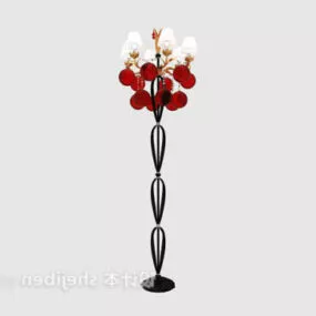 Red Iron Floor Lamp 3d model