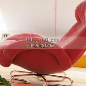 Single Sofa Red Leather Fix Leg 3d model