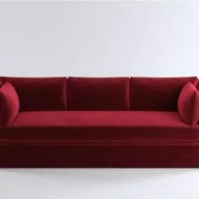 Red Velvet Large Sofa 3d model