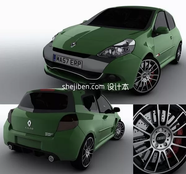 Lowpoly Green Car 3d model