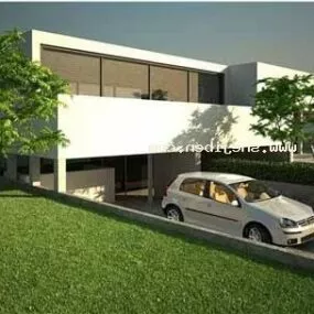 Residential Modern House Building 3d model