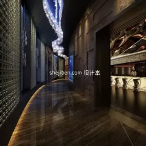 Restaurant Corridor Interior Scene 3d model