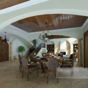 Restaurant Ceiling Decoration Interior Scene 3d model