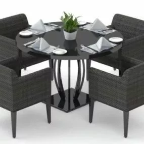 Restaurant Black Dinning Table And Chair 3d model