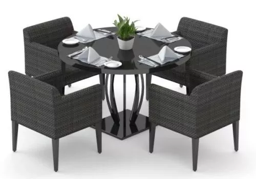 Restaurant Black Dinning Table And Chair 3d model Restaurant Black Dinning Table And Chair 3d model