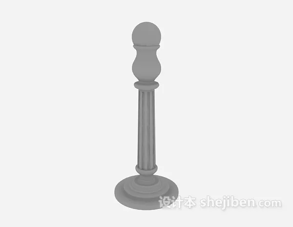 European Classic Column With Wall Head 3d model