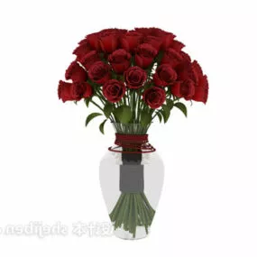Rose In Glass Vase 3d model