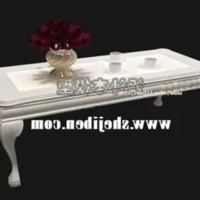 Antique White Coffee Table Luxurious Style 3d model