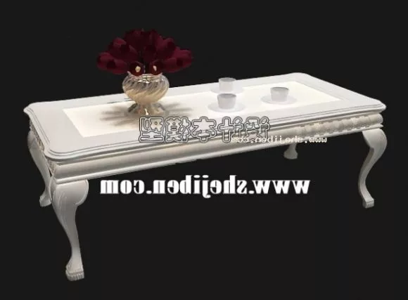 Two Round Coffee Table With Cups 3d model