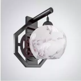 Round Chinese Wall Lamp Antique Design 3d model