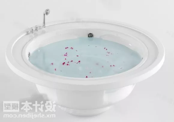 Round Bathtub With Stair 3d model