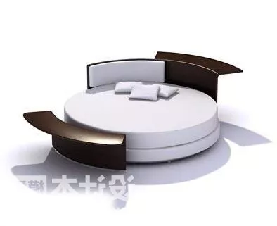 Round Bed White Color 3d model Round Bed White Color 3d model