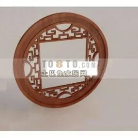 Round Carved Door And Window 3d model