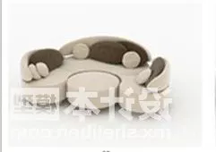 Round Sofa Set 3d model