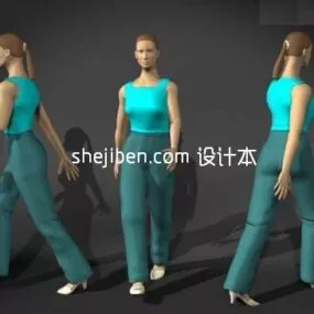 Lowpoly Women Walking Character 3d model