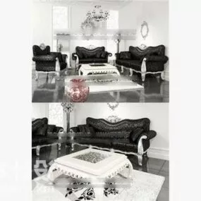Antique Leather Sofa Table 3d model