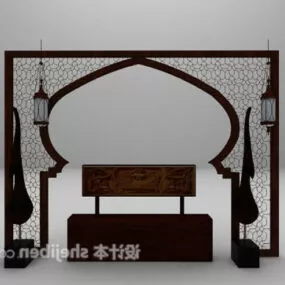 Chinese Retro Wood Screen 3d model