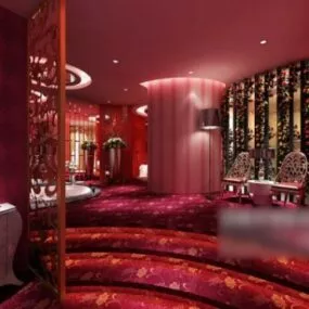 Purple Lighting Spa Interior Scene 3d model