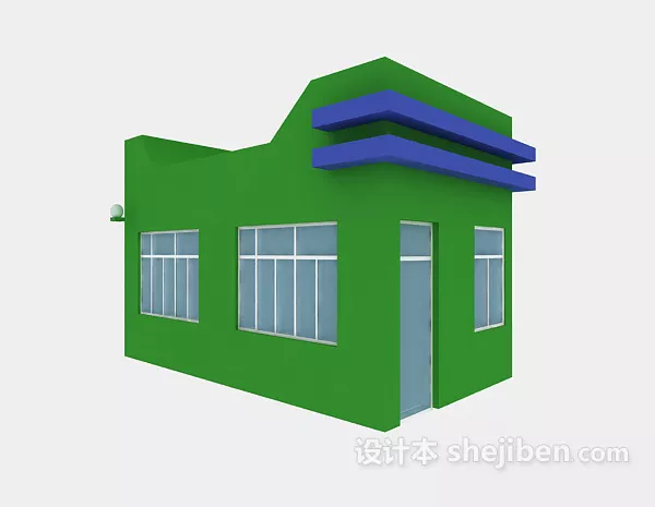 Gas Station Building Lowpoly 3d model